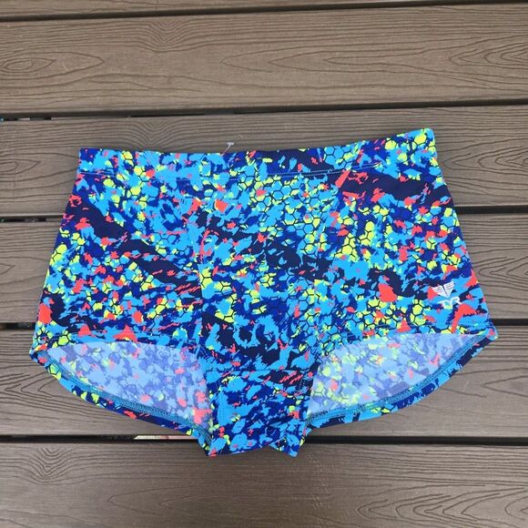 TYR Durafast Men Oceania blue/multi Allover Swim Suit Trunks Sz 30 New Sample - Picture 1 of 4